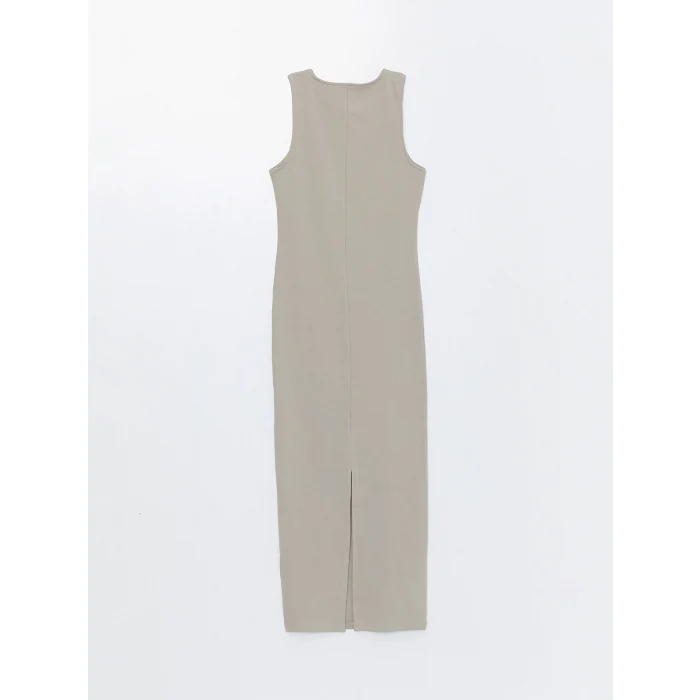 LCW Vision GRİ Kadın Bisiklet Yaka Düz Elbise