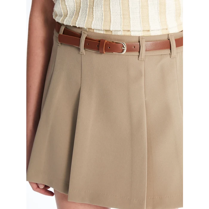 LCW Vision KAHVERENGİ Dar Fit Kadın Pileli Etek