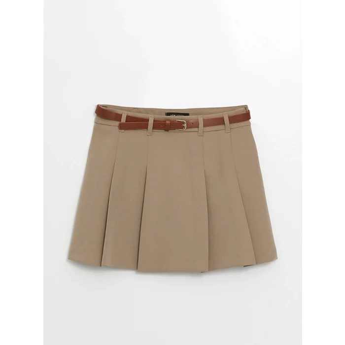 LCW Vision KAHVERENGİ Dar Fit Kadın Pileli Etek