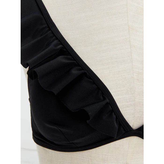 LCW DREAM SİYAH UV Korumalı Fırfır Detaylı Kadın Bikini Üst