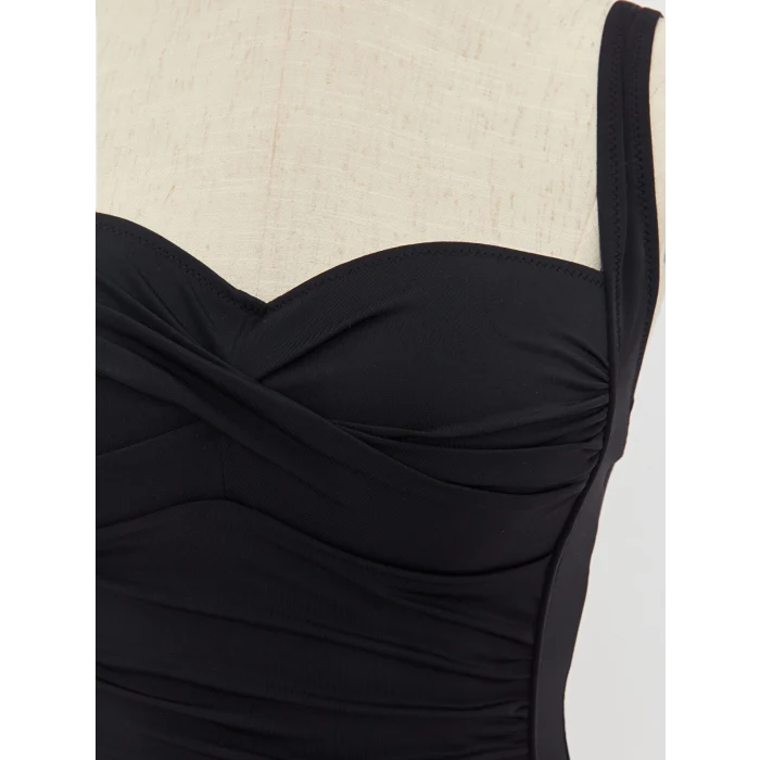 LCW DREAM SİYAH UV Korumalı Çıkabilir Pedli Büzgü Detaylı Kadın Mayo