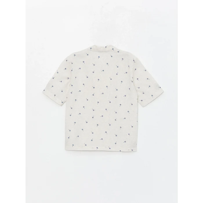 LCW Kids EKRU Desenli Keten Karışımlı Erkek Çocuk Gömlek