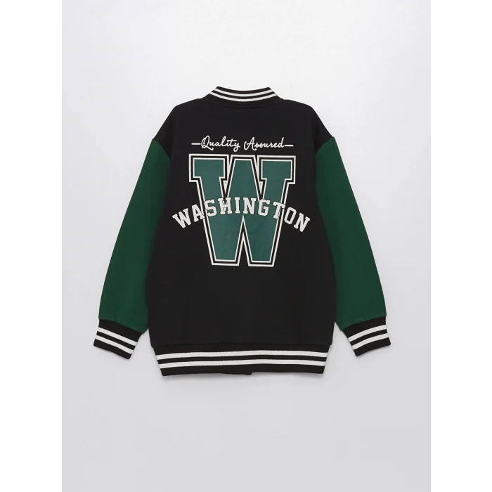 LCW Kids SİYAH Baskılı Erkek Çocuk Kalın Kolej Ceket