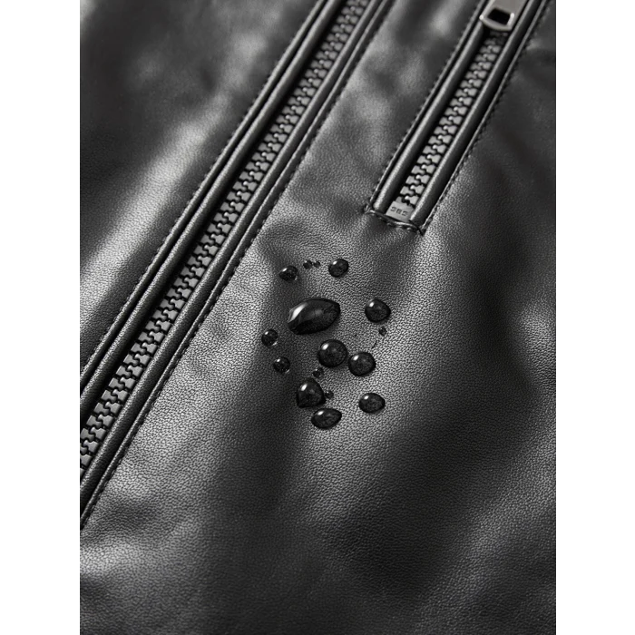 LCW Kids SİYAH Dik Yaka Erkek Çocuk Deri Görünümlü Mont