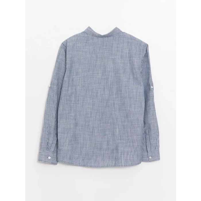 LCW Kids LACİVERT Çizgili Uzun Kollu Erkek Çocuk Gömlek