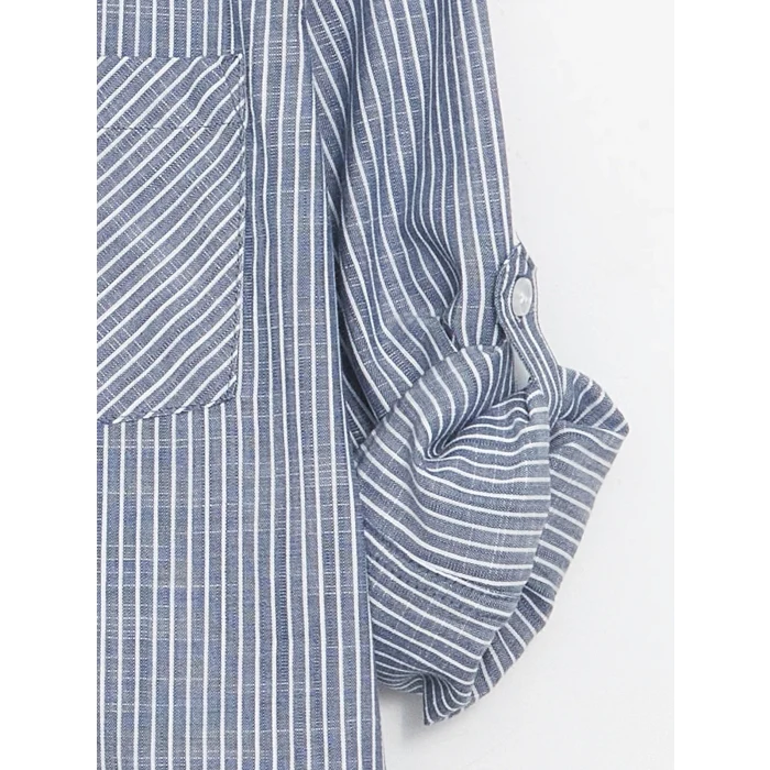 LCW Kids LACİVERT Çizgili Uzun Kollu Erkek Çocuk Gömlek