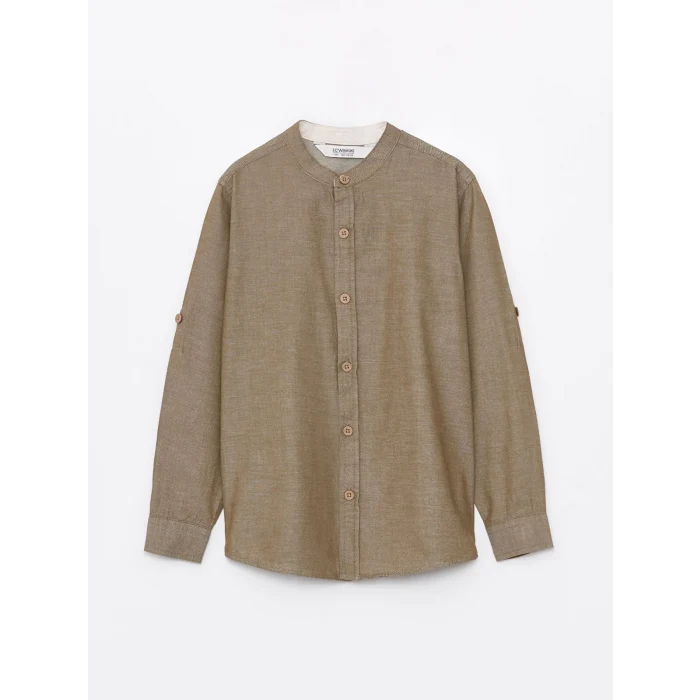 LCW Kids HAKİ Hakim Yaka Basic Uzun Kollu Erkek Çocuk Gömlek