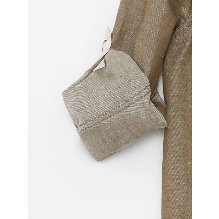 LCW Kids HAKİ Hakim Yaka Basic Uzun Kollu Erkek Çocuk Gömlek