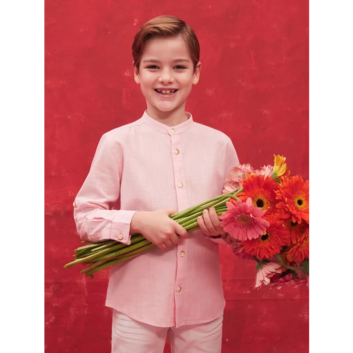 LCW Kids PEMBE Hakim Yaka Basic Uzun Kollu Erkek Çocuk Gömlek