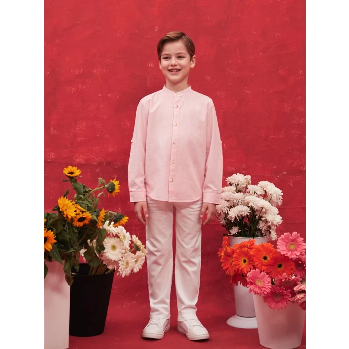 LCW Kids PEMBE Hakim Yaka Basic Uzun Kollu Erkek Çocuk Gömlek