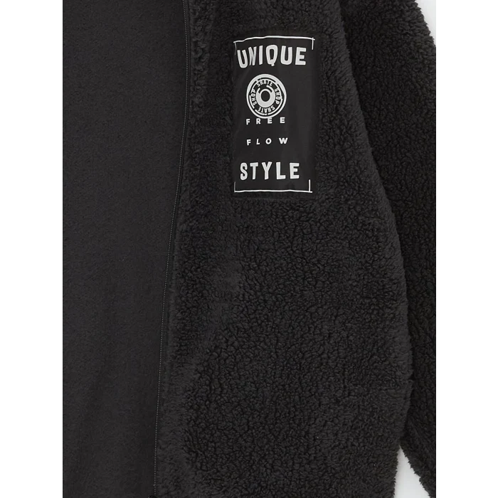 LCW Kids ANTRASİT Rahat Kalıp Dik Yaka Polar Erkek Çocuk Fermuarlı Sweatshirt