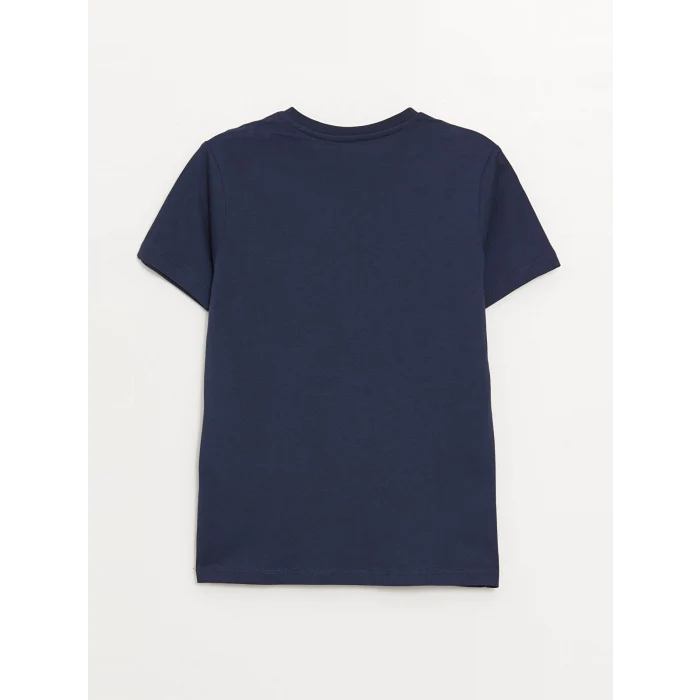 LCW Kids LACİVERT Bisiklet Yaka Baskılı Kısa Kollu Erkek Çocuk Pijama Takımı