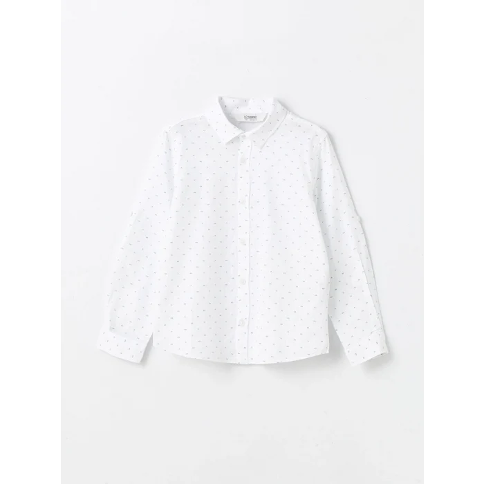 LCW Kids MAVİ Desenli Uzun Kollu Erkek Çocuk Gömlek