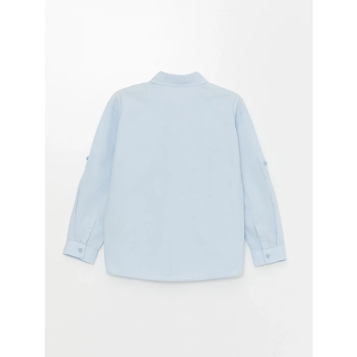 LCW Kids MAVİ Rahat Kalıp Keten Karışımlı Erkek Çocuk Gömlek