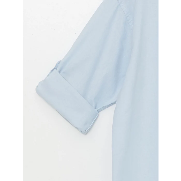 LCW Kids MAVİ Rahat Kalıp Keten Karışımlı Erkek Çocuk Gömlek