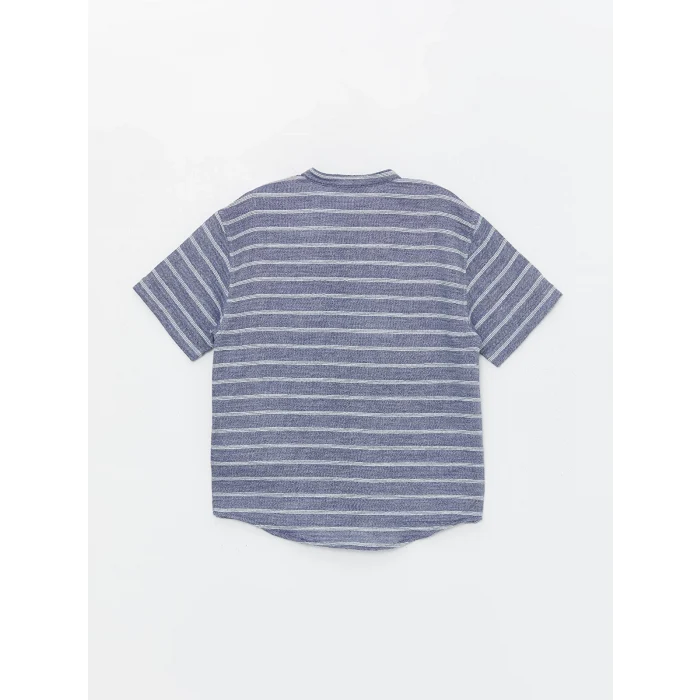 LCW Kids MAVİ Hakim Yaka Keten Karışımlı Erkek Çocuk Gömlek