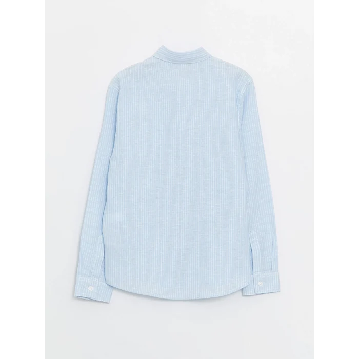 LCW Kids MAVİ Çizgili Keten Karışımlı Erkek Çocuk Gömlek