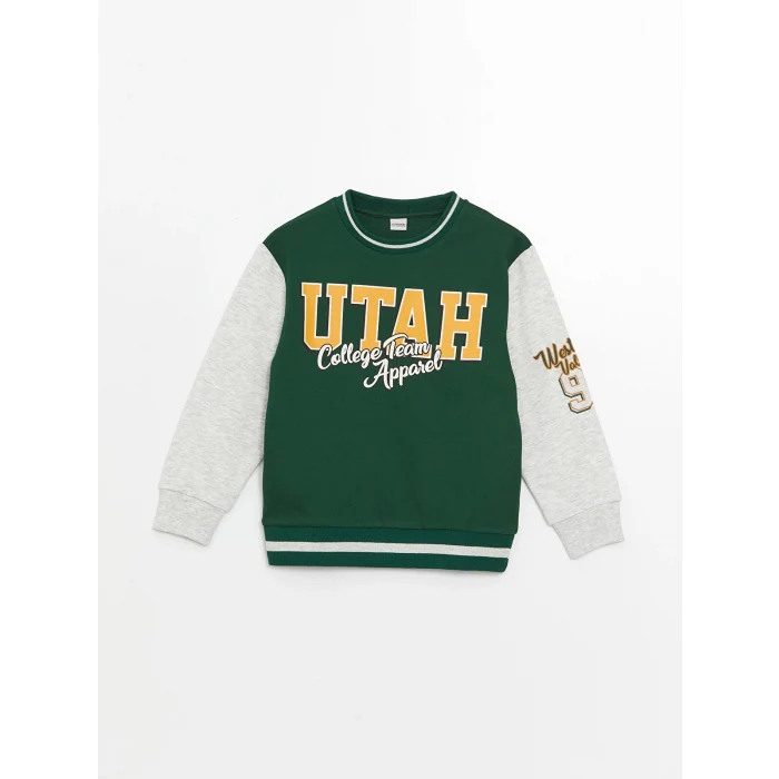LCW Kids YEŞİL Rahat Kalıp Bisiklet Yaka Erkek Çocuk Sweatshirt