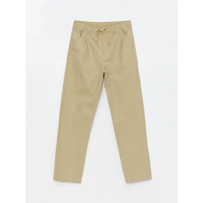 LCW Kids HAKİ Beli Lastikli Keten Karışımlı Erkek Çocuk Pantolon