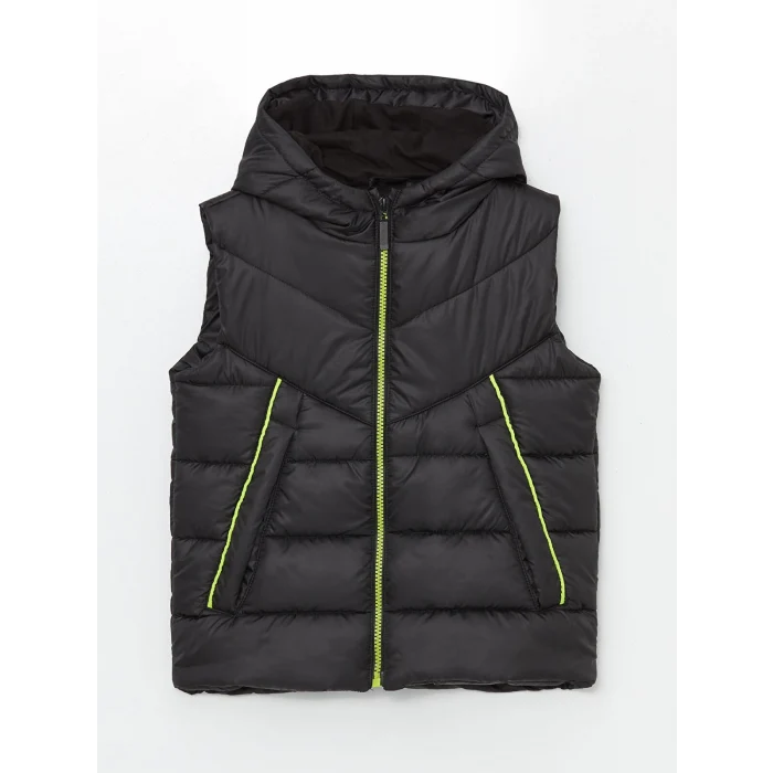 LCW Kids SİYAH Kapüşonlu Erkek Çocuk Şişme Yelek