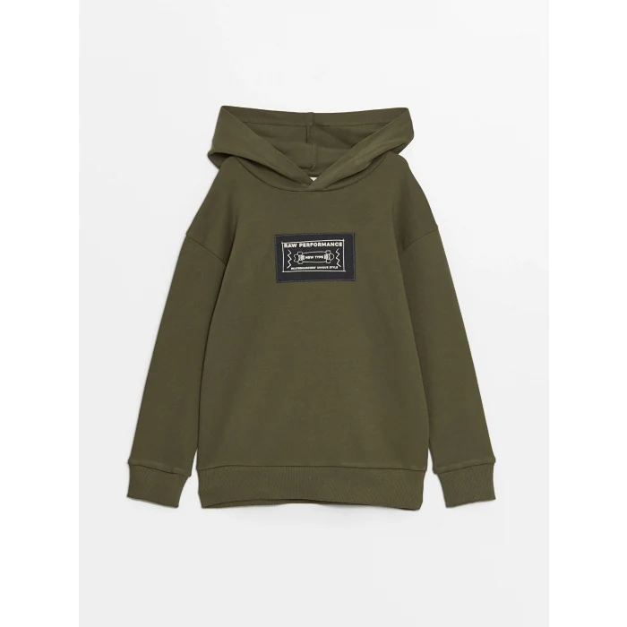 LCW Kids HAKİ Rahat Kalıp Kapüşonlu Erkek Çocuk Tişört