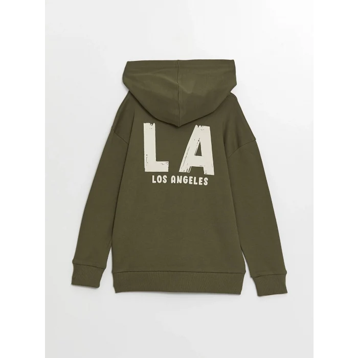 LCW Kids HAKİ Rahat Kalıp Kapüşonlu Erkek Çocuk Tişört