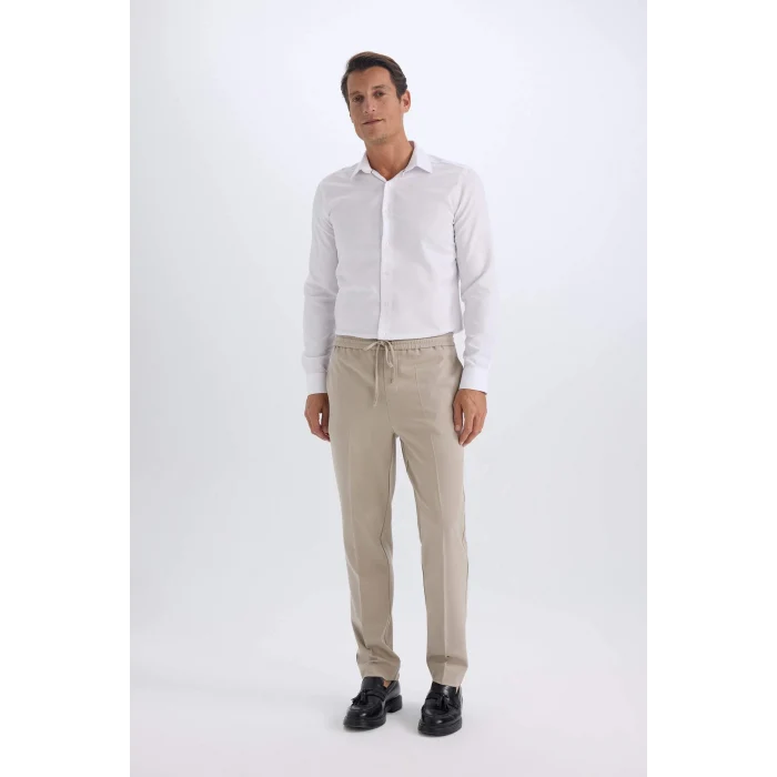 Defacto A9943 Gri Yazlık Kumaş Jogger Pantolon Beli Bağcıklı Lastikli Düz Paça Cepli Her Yöne Esneyen