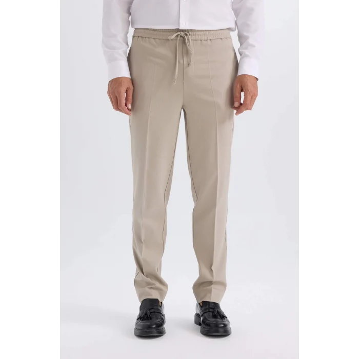 Defacto A9943 Gri Yazlık Kumaş Jogger Pantolon Beli Bağcıklı Lastikli Düz Paça Cepli Her Yöne Esneyen