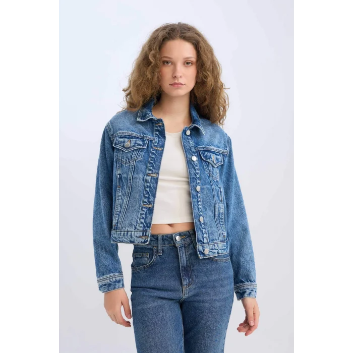 Defacto D8665 Mavi Regular Fit Jean Ceket