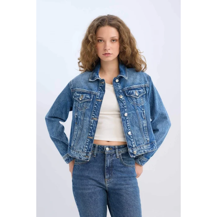 Defacto D8665 Mavi Regular Fit Jean Ceket