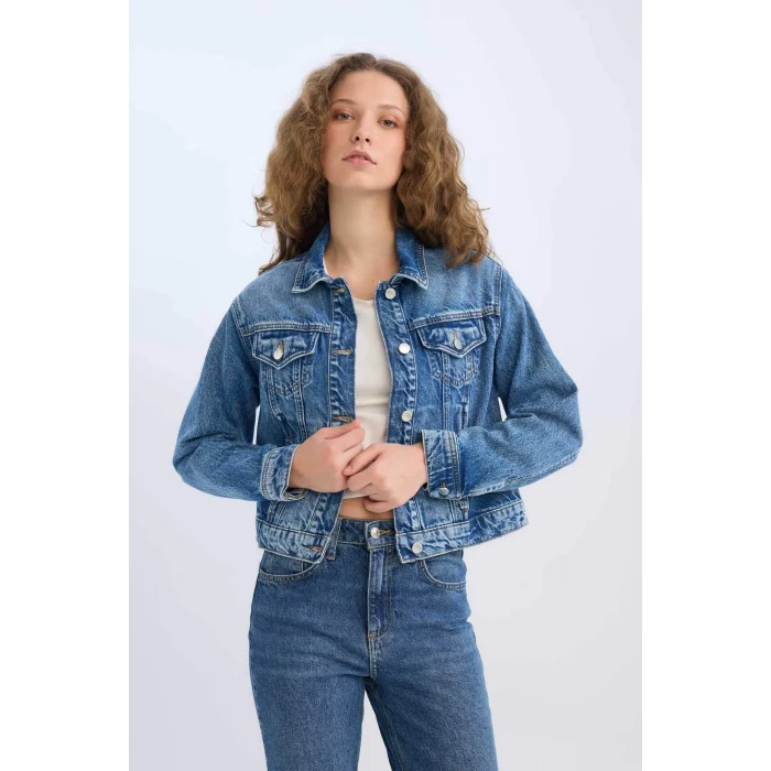 Defacto D8665 Mavi Regular Fit Jean Ceket