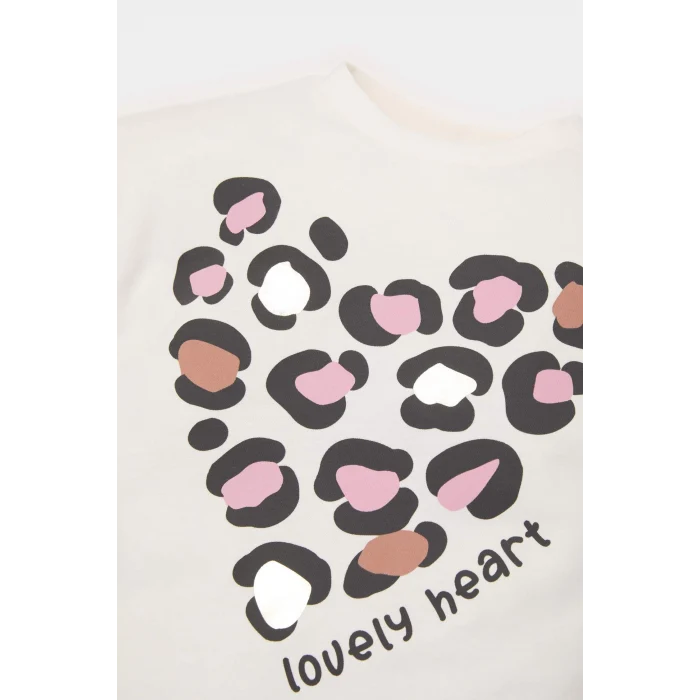 Defacto E5467 Beyaz Kız Bebek 2li Takım Leopar Desenli Uzun Kollu Tişört Beli Lastikli Tayt