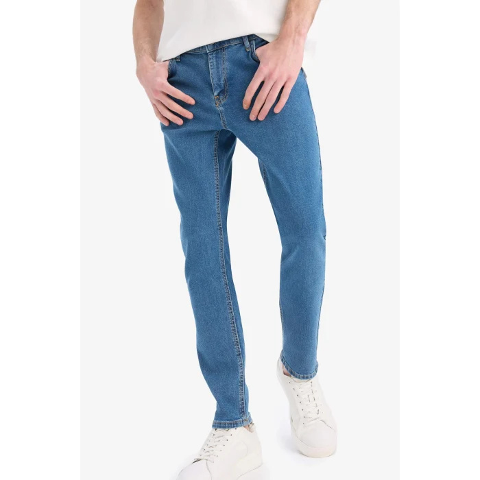 Defacto E7024 Mavi Sergio Regular Fit Normal Kalıp Normal Bel Boru Paça Jean Pantolon