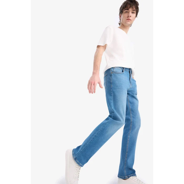 Defacto E7024 Mavi Sergio Regular Fit Normal Kalıp Normal Bel Boru Paça Jean Pantolon