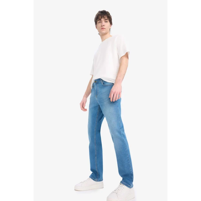 Defacto E7024 Mavi Sergio Regular Fit Normal Kalıp Normal Bel Boru Paça Jean Pantolon