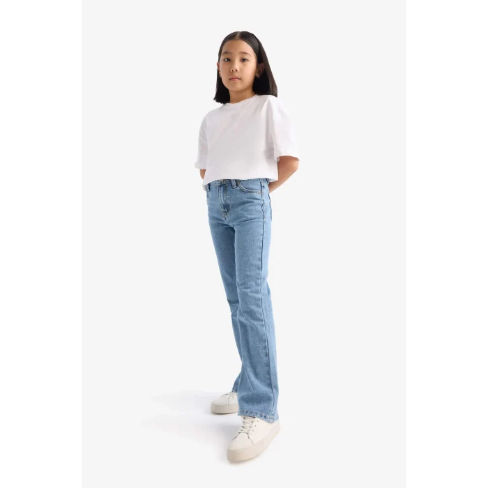 Defacto D7096 Mavi Kız Çocuk Flare Fit İspanyol Paça Jean Pantolon