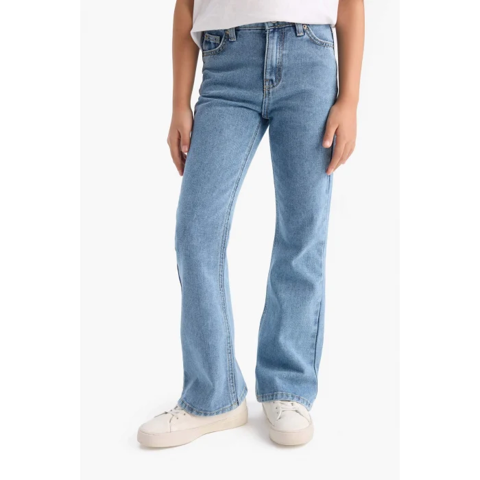 Defacto D7096 Mavi Kız Çocuk Flare Fit İspanyol Paça Jean Pantolon