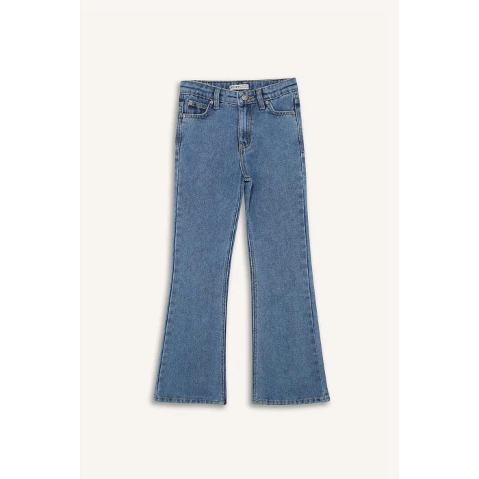 Defacto D7096 Mavi Kız Çocuk Flare Fit İspanyol Paça Jean Pantolon
