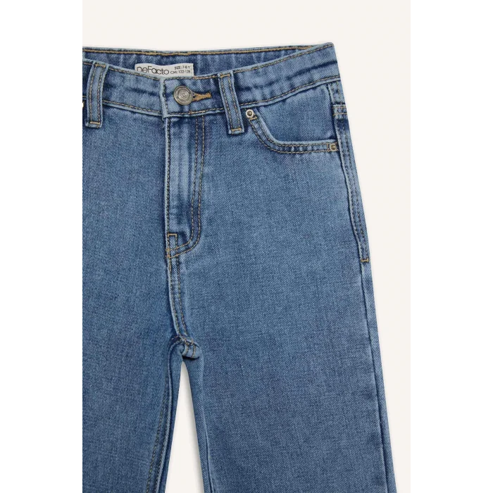 Defacto D7096 Mavi Kız Çocuk Flare Fit İspanyol Paça Jean Pantolon