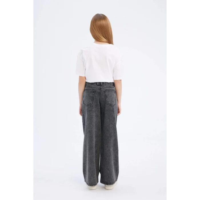 Defacto D7094 DENIM Kız Çocuk Wide Leg Geniş Bol Paça Pamuklu Jean Pantolon