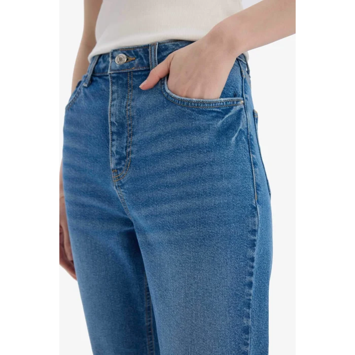 Defacto D7980 Mavi Mary Vintage Straight Fit Yüksek Bel Düz Paça Jean Pantolon