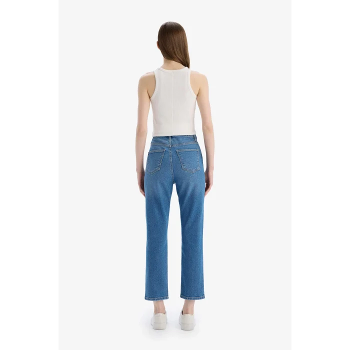 Defacto D7980 Mavi Mary Vintage Straight Fit Yüksek Bel Düz Paça Jean Pantolon