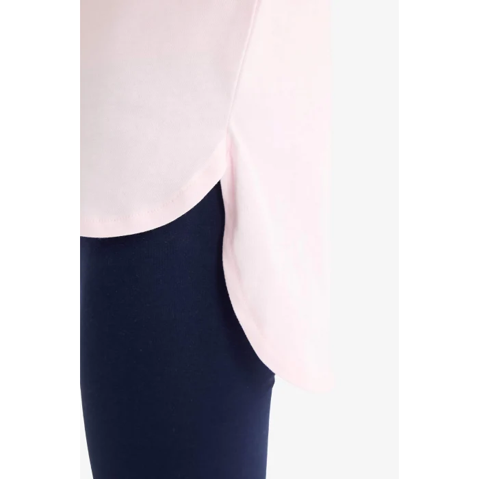 Defacto E3816 Pembe Kız Çocuk 2li Takım Baskılı Kısa Kollu Tişört Uzun Tayt