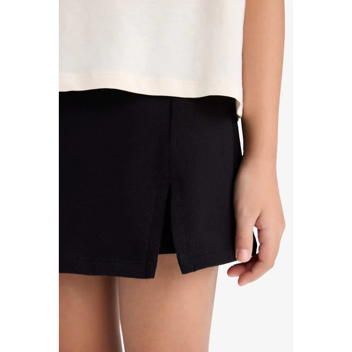 Defacto E1260 Bej Kız Çocuk 2li Takım Baskılı Kolsuz Tişört Şort Etek