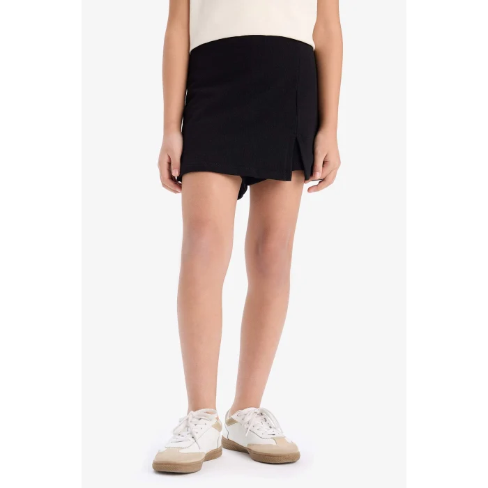 Defacto E1260 Bej Kız Çocuk 2li Takım Baskılı Kolsuz Tişört Şort Etek