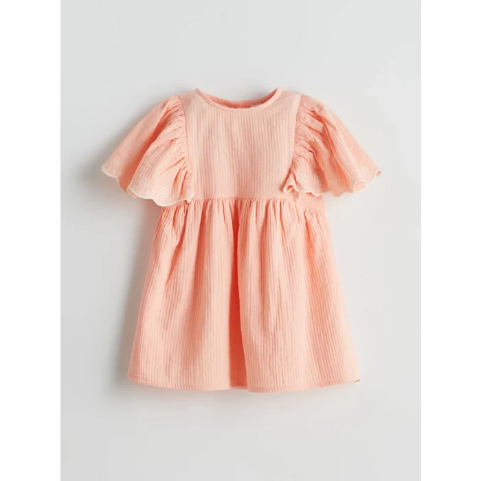 LCW Kids PEMBE Bisiklet Yaka Kız Çocuk Müslin Elbise