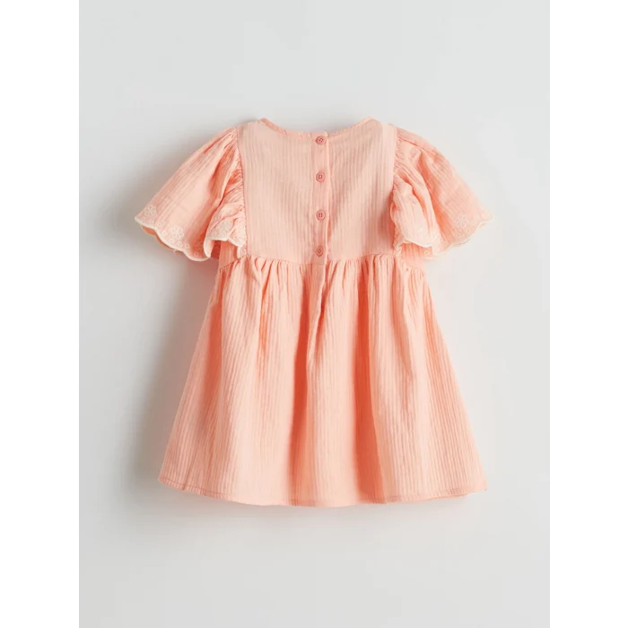 LCW Kids PEMBE Bisiklet Yaka Kız Çocuk Müslin Elbise