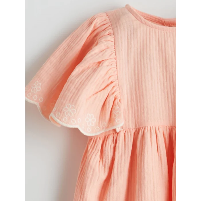 LCW Kids PEMBE Bisiklet Yaka Kız Çocuk Müslin Elbise