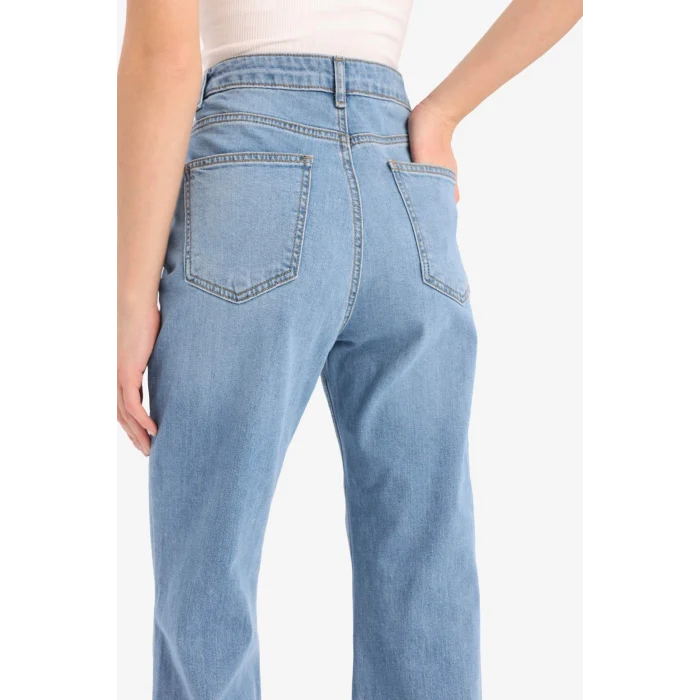 Defacto D7974 Mavi Slim Flare Yüksek Bel Düz Paça Uzun Jean Pantolon