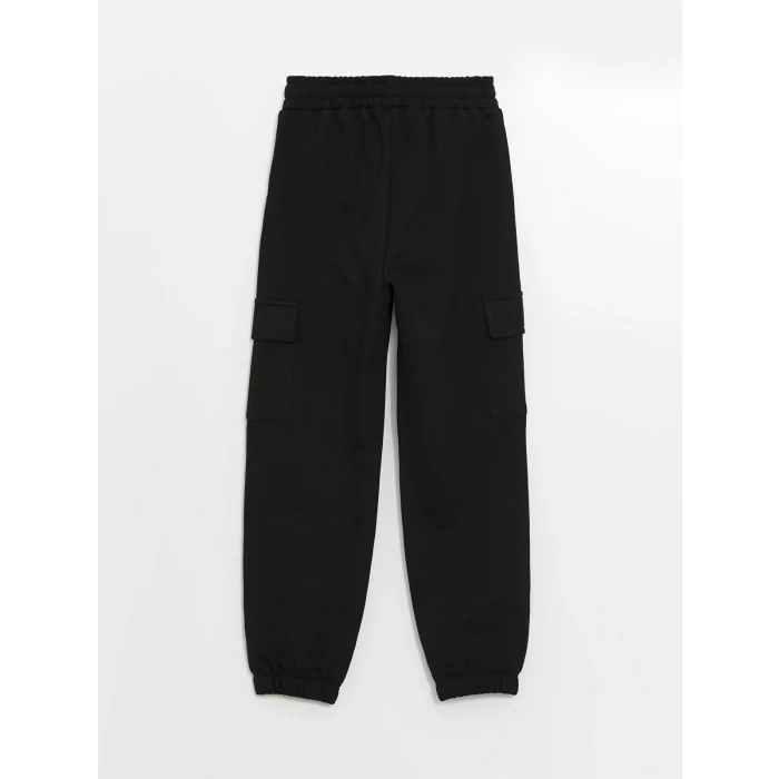 LCW Kids SİYAH Beli Lastikli Kız Çocuk Kargo Eşofman Altı